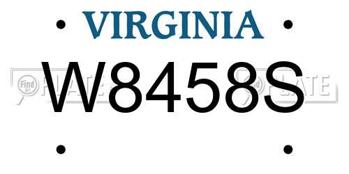 W8458S Virginia License Plate