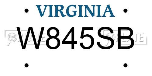 W845SB Virginia License Plate