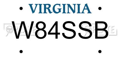 W84SSB Virginia License Plate
