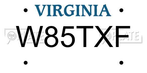 W85TXF Virginia License Plate
