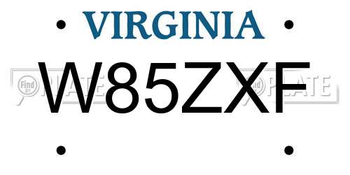 W85ZXF Virginia License Plate