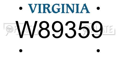 W89359 Virginia License Plate
