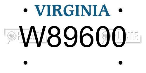W89600 Virginia License Plate