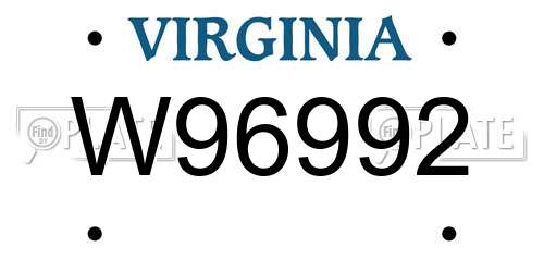 W96992 Virginia License Plate