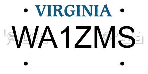 WA1ZMS Virginia License Plate