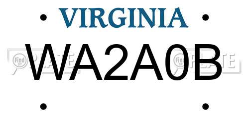WA2A0B Virginia License Plate