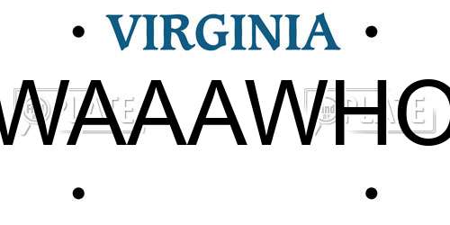 WAAAWHO Virginia License Plate
