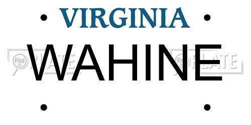WAHINE Virginia License Plate