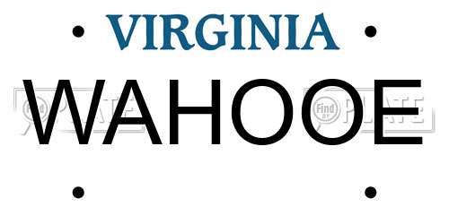 WAHOOE Virginia License Plate