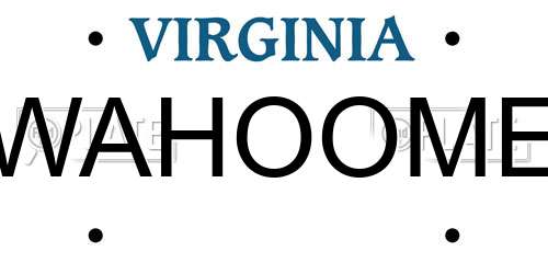 WAHOOME Virginia License Plate