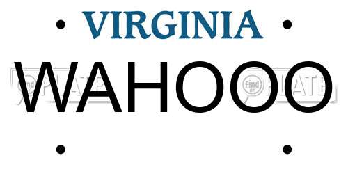 WAHOOO Virginia License Plate