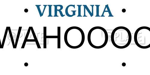 WAHOOOO Virginia License Plate