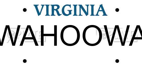 WAHOOWA Virginia License Plate
