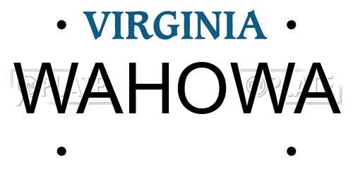 WAHOWA Virginia License Plate