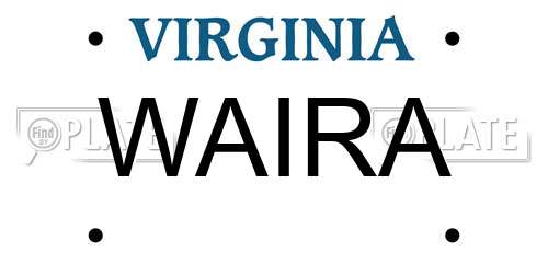WAIRA Virginia License Plate