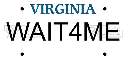 WAIT4ME Virginia License Plate