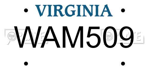 WAM509 Virginia License Plate