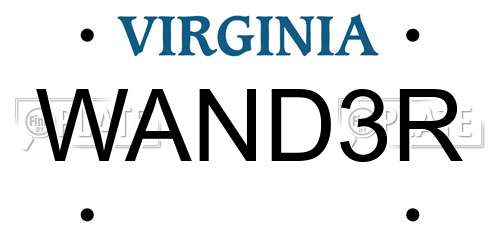 WAND3R Virginia License Plate