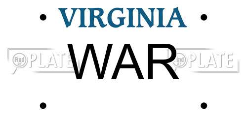 WAR Virginia License Plate