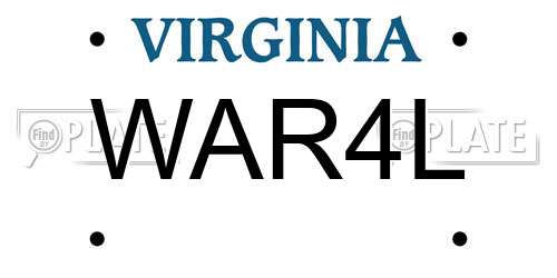 WAR4L Virginia License Plate