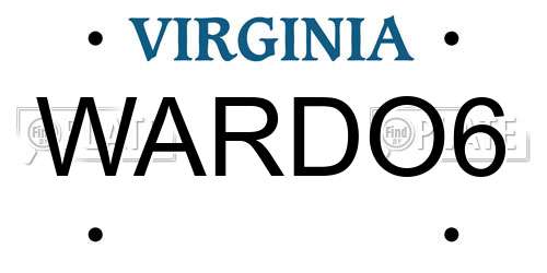 WARDO6 Virginia License Plate