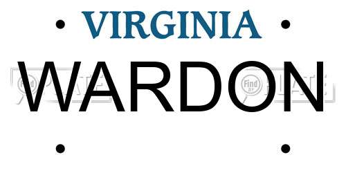 WARDON Virginia License Plate