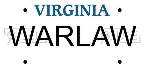 WARLAW Virginia License Plate