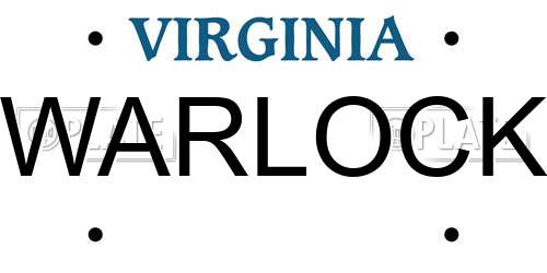 WARLOCK Virginia License Plate