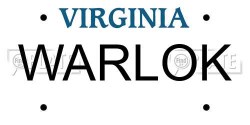 WARLOK Virginia License Plate