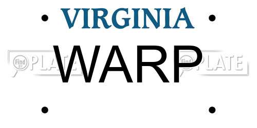 WARP Virginia License Plate