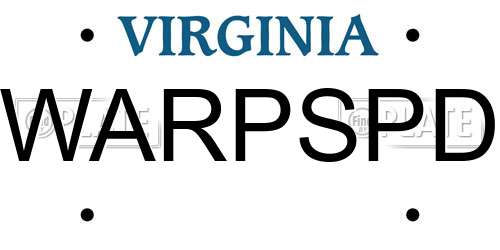 WARPSPD Virginia License Plate