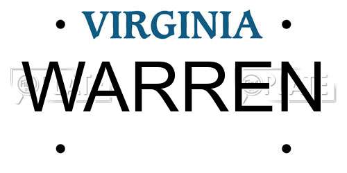 WARREN Virginia License Plate