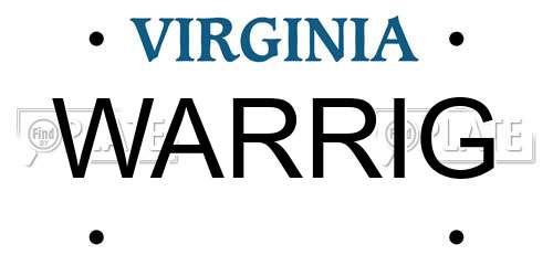 WARRIG Virginia License Plate
