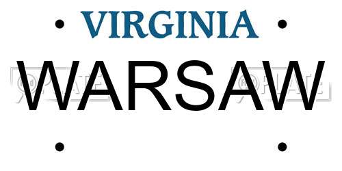 WARSAW Virginia License Plate
