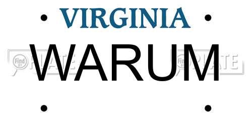 WARUM Virginia License Plate
