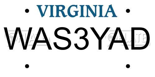 WAS3YAD Virginia License Plate