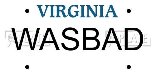 WASBAD Virginia License Plate
