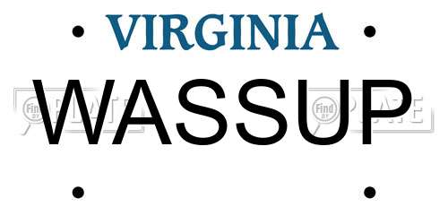 WASSUP Virginia License Plate