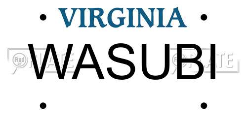 WASUBI Virginia License Plate