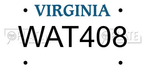 WAT408 Virginia License Plate