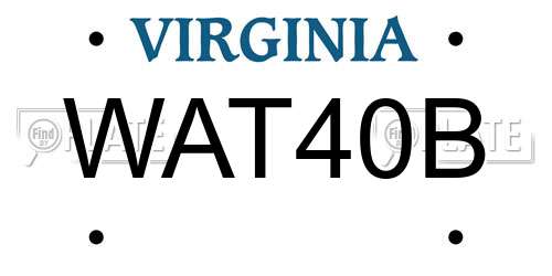 WAT40B Virginia License Plate
