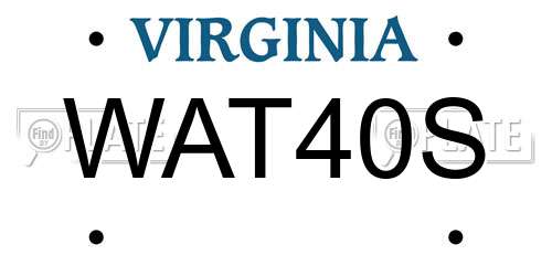 WAT40S Virginia License Plate