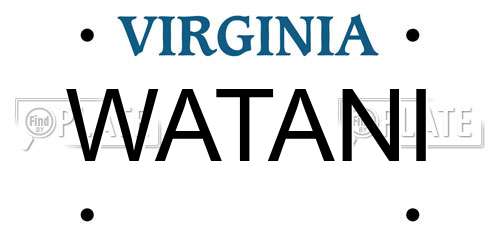 WATANI Virginia License Plate