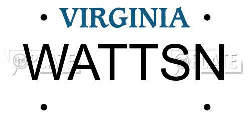 WATTSN Virginia License Plate