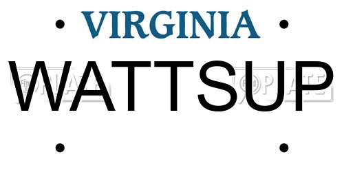 WATTSUP Virginia License Plate