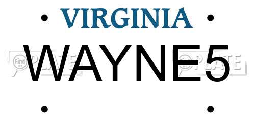 WAYNE5 Virginia License Plate