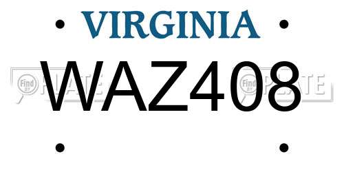 WAZ408 Virginia License Plate