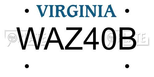 WAZ40B Virginia License Plate