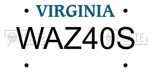 WAZ40S Virginia License Plate