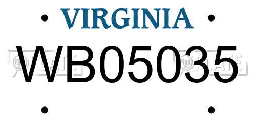 WB05035 Virginia License Plate